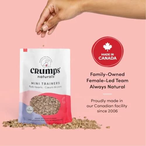 Crumps’ Naturals Mini Trainers Freeze Dried Pork Hearts 1.9oz | Protein & Training Reward (120c) thumbnail 3