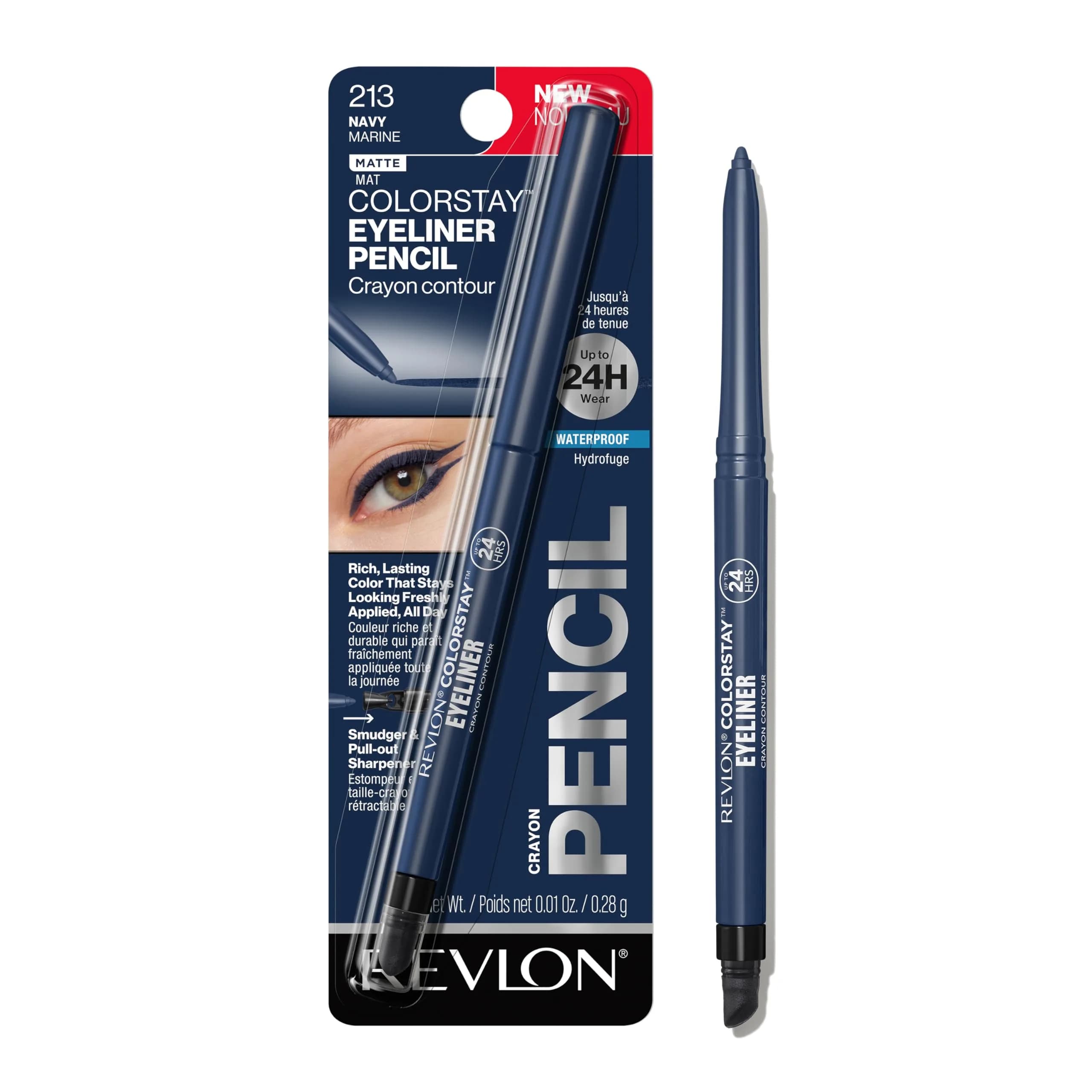 REVLON ColorStay Waterproof Eyeliner Pencil Navy (0.28g / 0.01 oz) | Ophthalmologist Tested for Sensitive Eyes