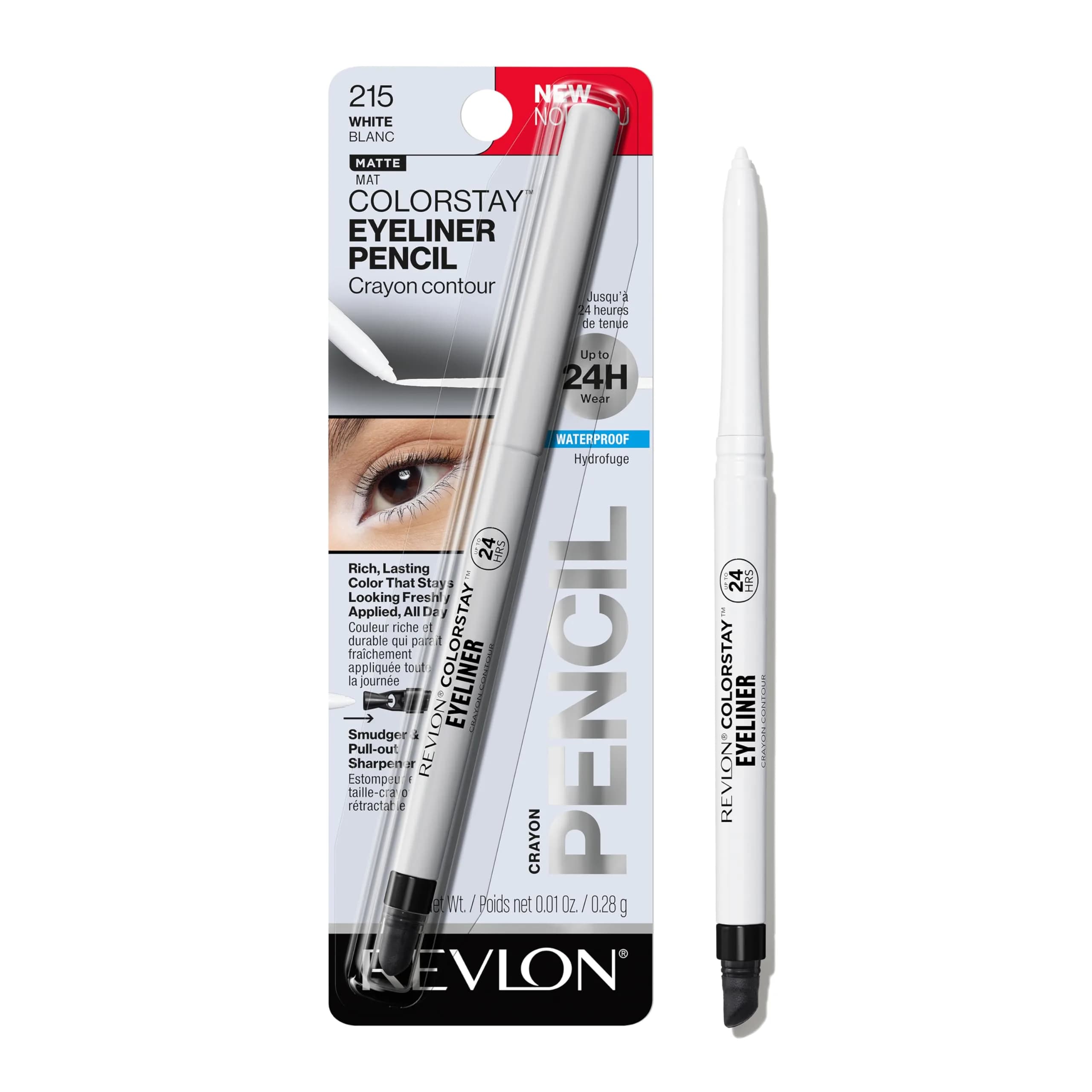 REVLON ColorStay Waterproof Eyeliner Pencil White 0.3g (0.01 oz) | Long-Lasting Matte Finish - main product image