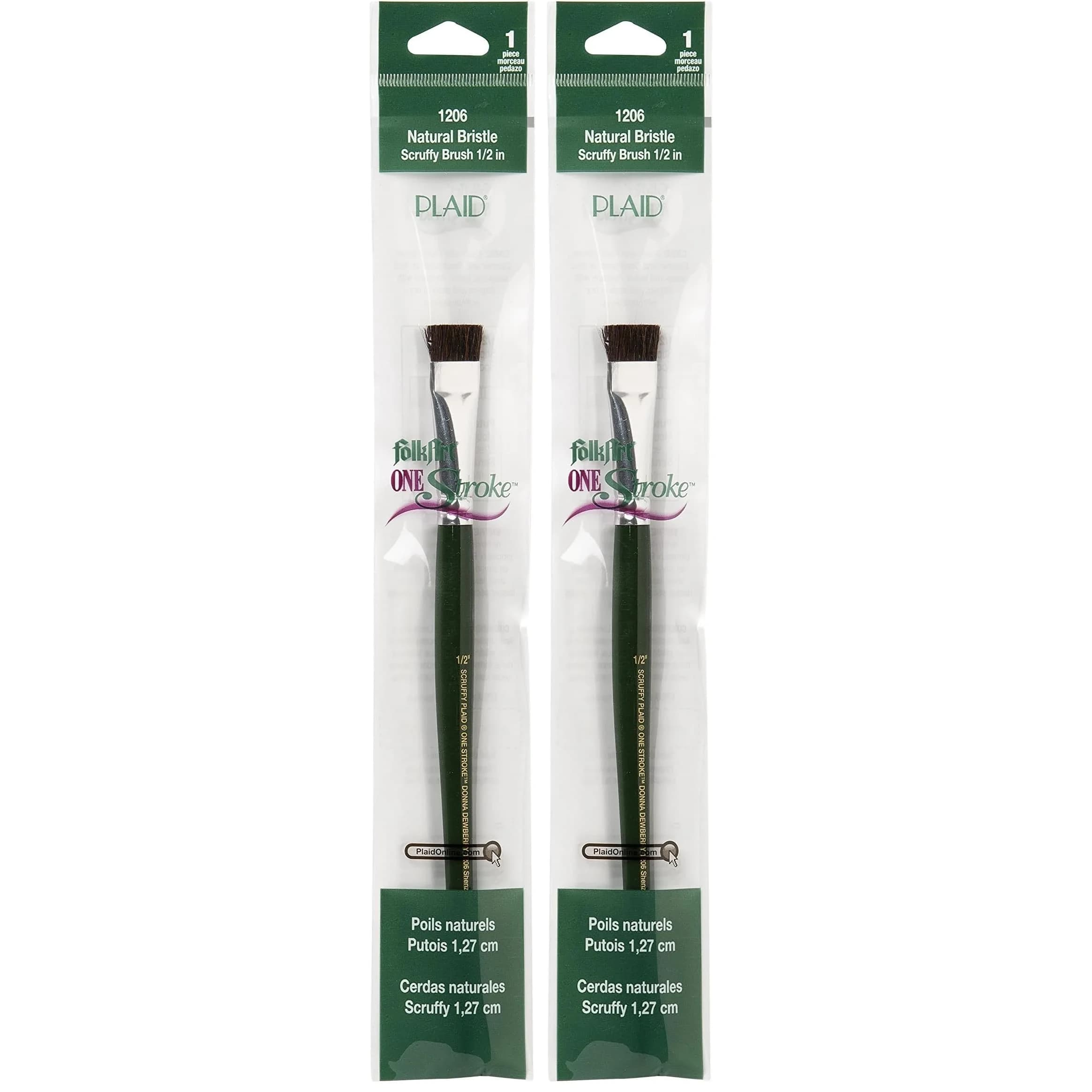 FolkArt Donna Dewberry 1/2 Inch Scruffy One-Stroke Brush | Natural Bristle for Texture & Shading — 1/2 스크래피