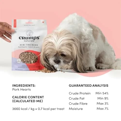 Crumps’ Naturals Mini Trainers Freeze Dried Pork Hearts 4.06oz | Protein Training Treats for Dogs thumbnail 8