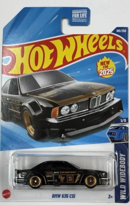 Mattel Non-Riding Toy Vehicle 1:64 Scale | Diecast BMW 635 CSi in Black & Gold thumbnail 2