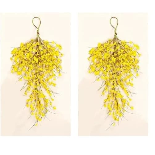 Worth Imports Forsythia Teardrop Artificial Flowers 71cm (28 inches) | Pack of 2 Wired Stems - main product image