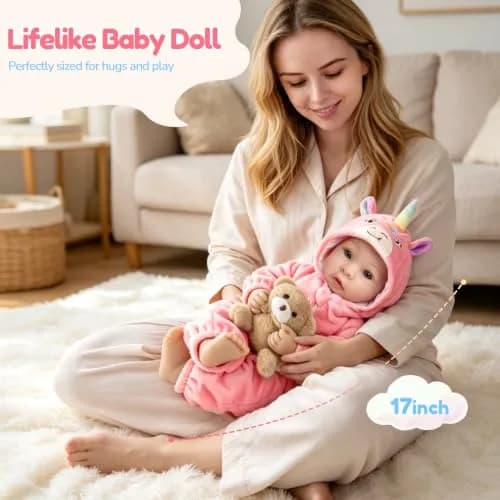 UOFTKIZ Realistic Baby Doll 17 Inch Soft Body with Accessories | Ages 3+ thumbnail 6