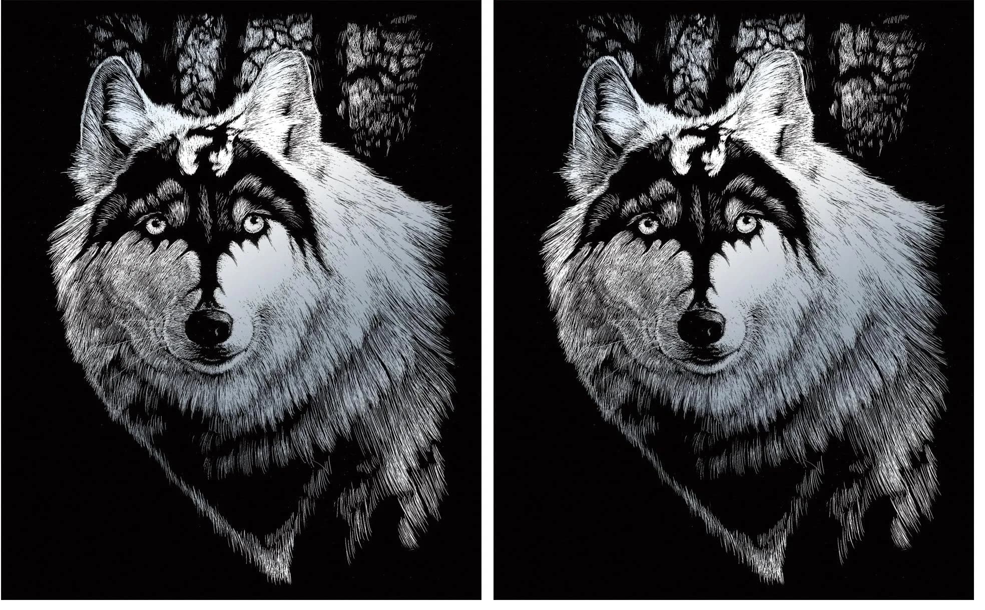 Royal Brush Silver Foil Engraving Art Kit 20.3 x 25.4 cm (8 x 10 Inch) Dragon Wolf | Foil Art Kit for Adults & Kids