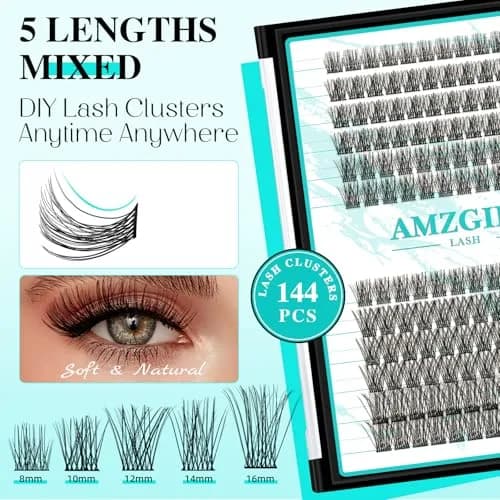 AMZGIRL Lash Clusters 144PCS 8-16MM | Natural Wispy Look, DIY Friendly thumbnail 2