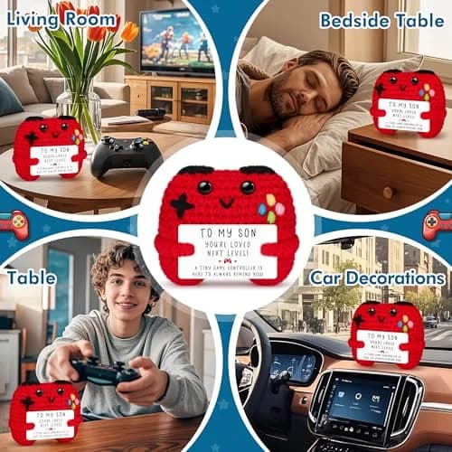 Busy Gaming Life Crochet Game Controller Plush 4 cm (1.6 inches) | Handmade Emotional Support Toy thumbnail 4