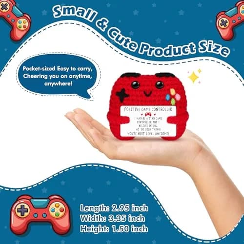 Busy Gaming Life Mini Handmade Crochet Game Controller 4.1cm (1.6 inches) | "YOU'RE NEXT LEVEL AWESOME!" Message thumbnail 2