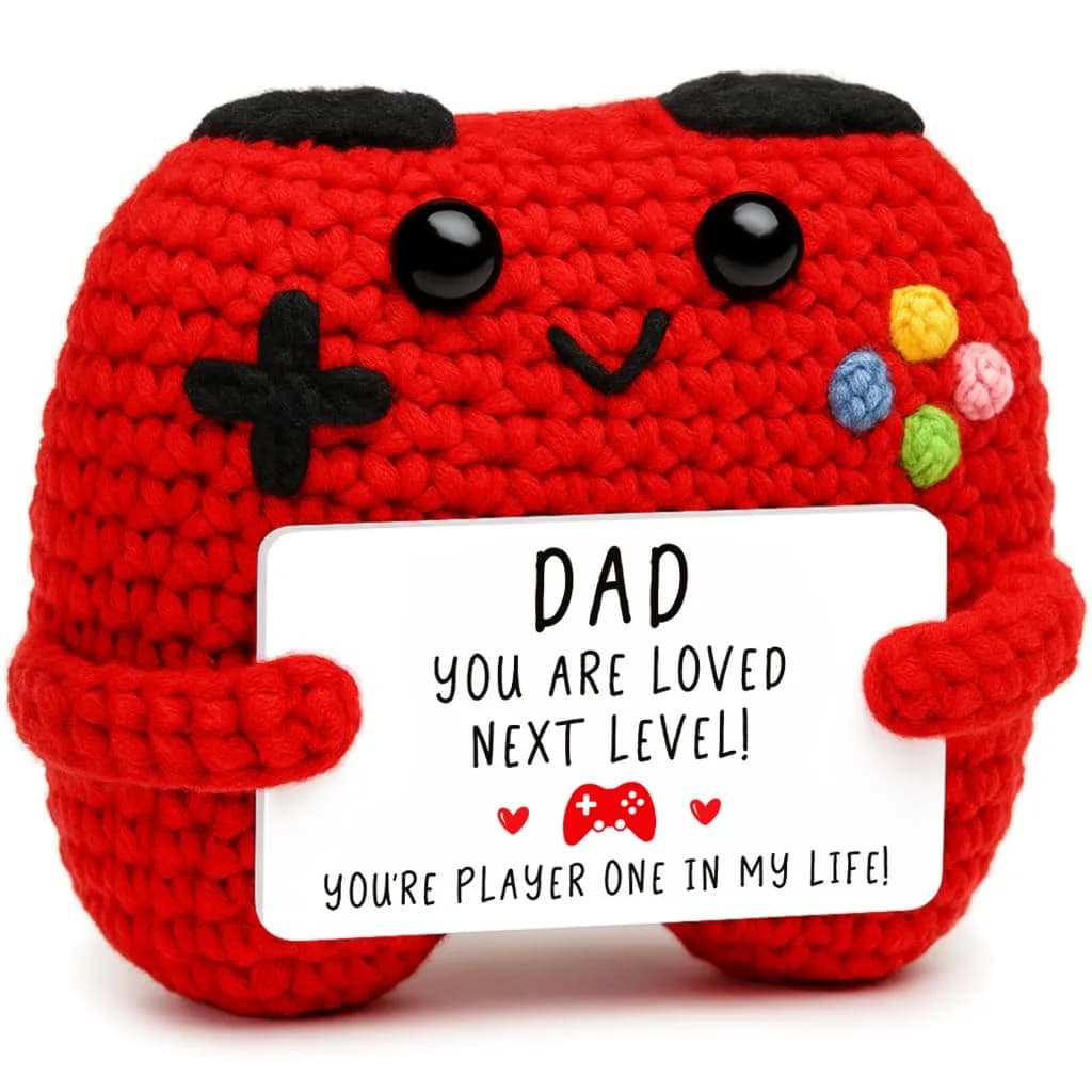 Busy Gaming Life Crochet Game Controller Dad Gifts for Birthday, Best Dad Ever Gifts for Father from Son Daughter, New Dad Gift for Daddy Fathers Day | Mini Handmade Crochet Game Controller — for Dad