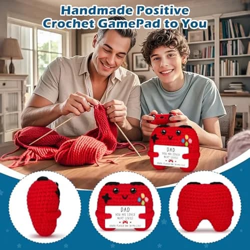 Busy Gaming Life Crochet Game Controller Dad Gifts for Birthday, Best Dad Ever Gifts for Father from Son Daughter, New Dad Gift for Daddy Fathers Day | Mini Handmade Crochet Game Controller thumbnail 3