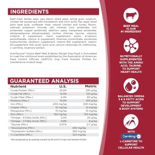 NutriSource Choice Beef & Barley Dog Food 40lb | Probiotics & Wholesome Nutrition thumbnail 5