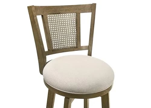 Armen Living Isla 26 in. Putty Brown Counter Height Rubberwood Swivel Barstool with Cream Fabric Seat thumbnail 4