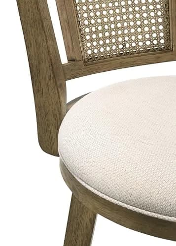 Armen Living Isla 26 in. Putty Brown Counter Height Rubberwood Swivel Barstool with Cream Fabric Seat thumbnail 5