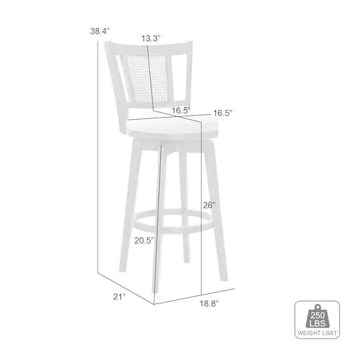 Armen Living Isla 26 in. Putty Brown Counter Height Rubberwood Swivel Barstool with Cream Fabric Seat thumbnail 7