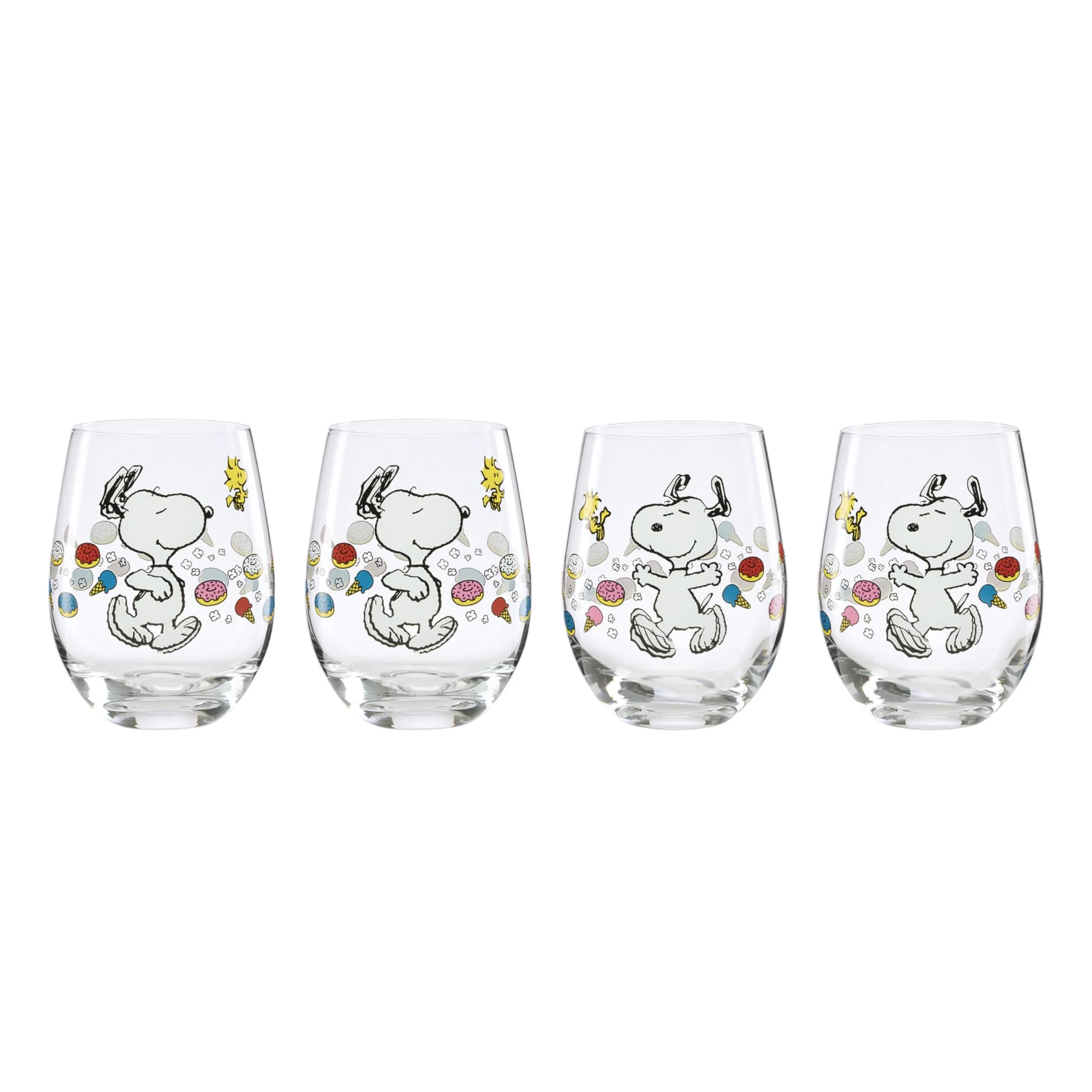Lenox Chef Snoopy Glass Tumblers 532ml (18oz) Set of 4 | Officially Licensed Peanuts Design - main product image
