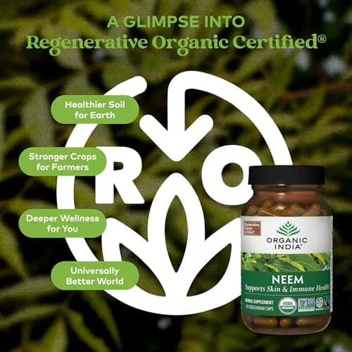 ORGANIC INDIA Neem Leaf Capsules, Herbal Supplement, Vegan, 90 Count | Supports Skin & Immunity thumbnail 2