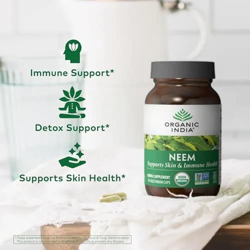 ORGANIC INDIA Neem Leaf Capsules, Herbal Supplement, Vegan, 90 Count | Supports Skin & Immunity thumbnail 4