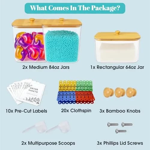 Yafur LLC 2+1 Laundry Pods Container & Dryer Sheet Holder Set | Modern Laundry Organization thumbnail 2