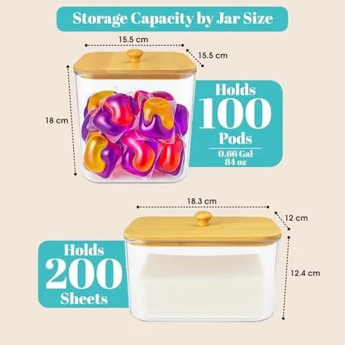 Yafur LLC 2+1 Laundry Pods Container & Dryer Sheet Holder Set | Modern Laundry Organization thumbnail 3