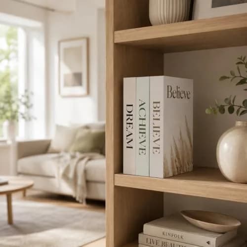 YOYMJBY Believe Achieve Dream Decorative Books 3 pcs (26.7 x 17 x 4.2 cm) | Aesthetic Home Decor for Coffee Tables & Shelves thumbnail 2