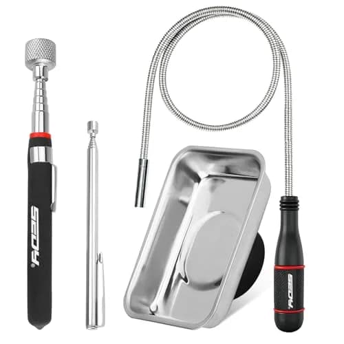 SEDY 4-Piece Magnetic Pickup Tools Set: 31in Telescoping Stick (78.7cm), 25in Pen Magnet (63.5cm), 20in Flexible Stick (50.8cm) | Workshop & Garage Essentials thumbnail 1