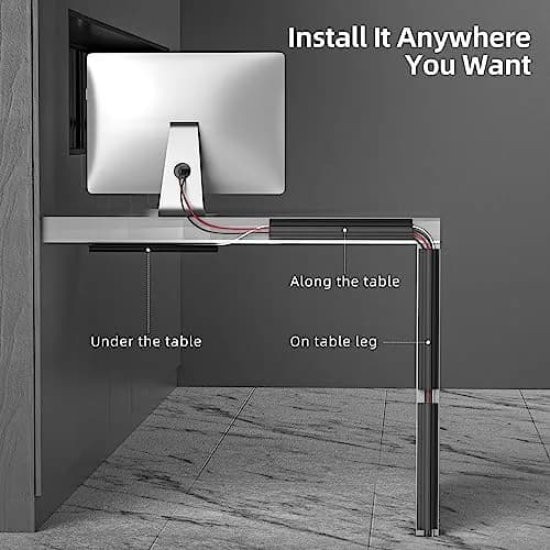 Yecaye 157in Cable Management Cord Organizer, Black | Under Desk, Easy Install Self-Adhesive Cord Hider thumbnail 3