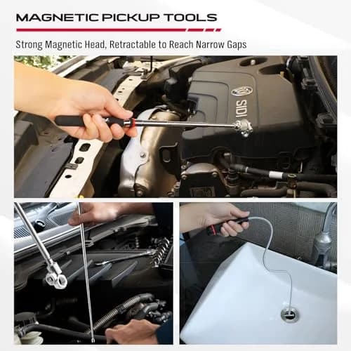 SEDY 6-Piece Telescoping Magnetic Pickup Tools Set with Trays | 31in Extendable Stick & Flexible Grabber thumbnail 8