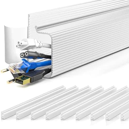 Yecaye 157in Cable Management Cord Organizer, White | Under Desk Cord Cover & Organizer thumbnail 1