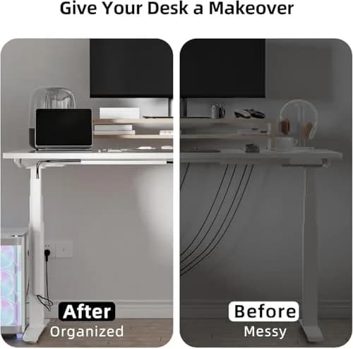 Yecaye 157in Cable Management Cord Organizer, White | Under Desk Cord Cover & Organizer thumbnail 7