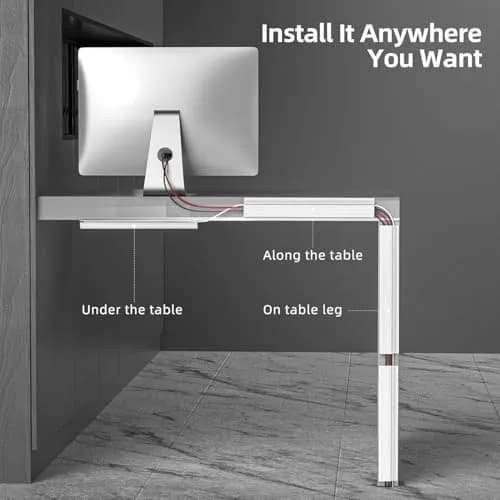 Yecaye 157in Cable Management Cord Organizer, White | Under Desk Cord Cover & Organizer thumbnail 3