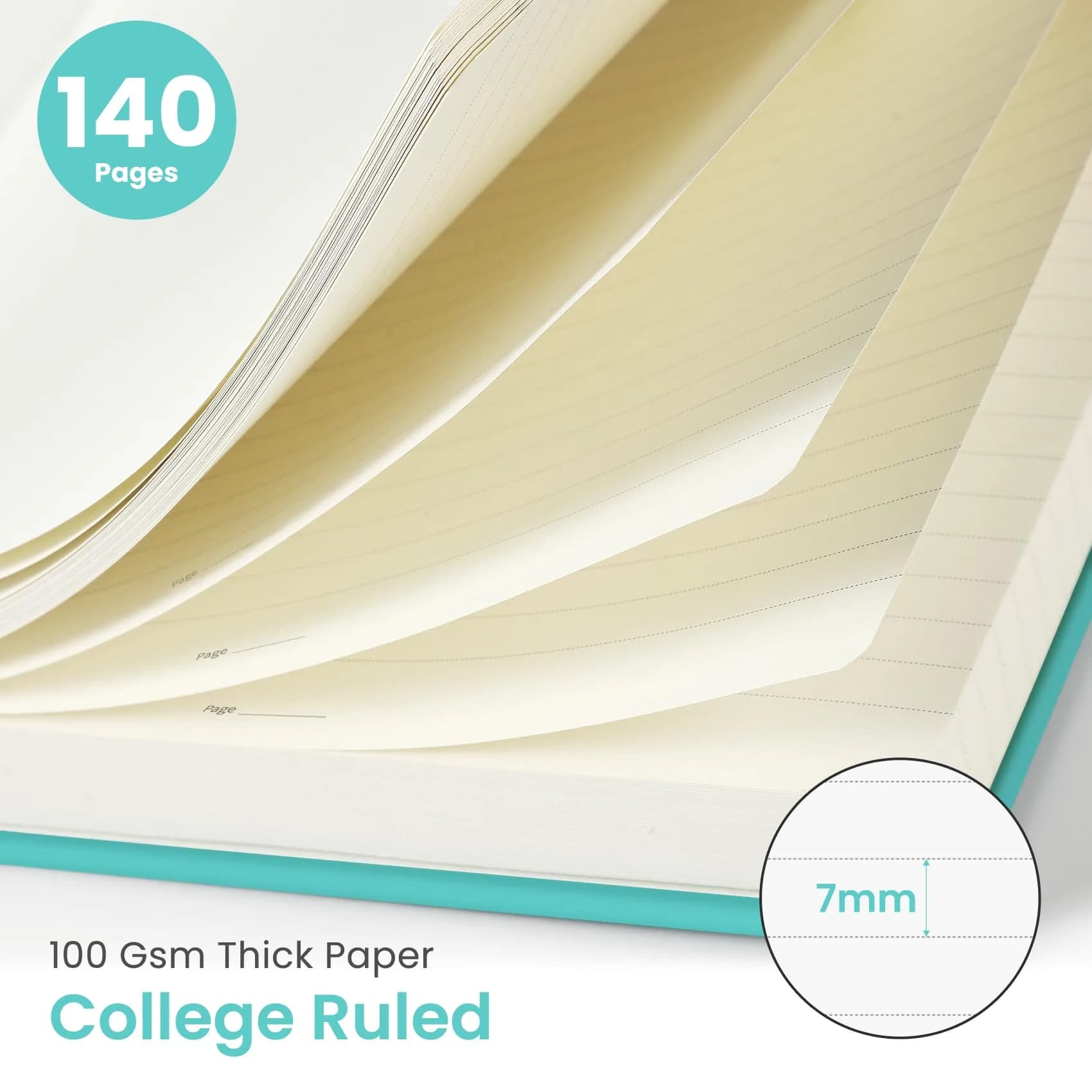 Taja Lined Spiral Journal Notebook for Women & Men, 140 Pages, College Ruled Hardcover Notebook for Work & Note Taking, Journals for Writing, A5 (5.7" x 7.9") – Aquamarine thumbnail 2