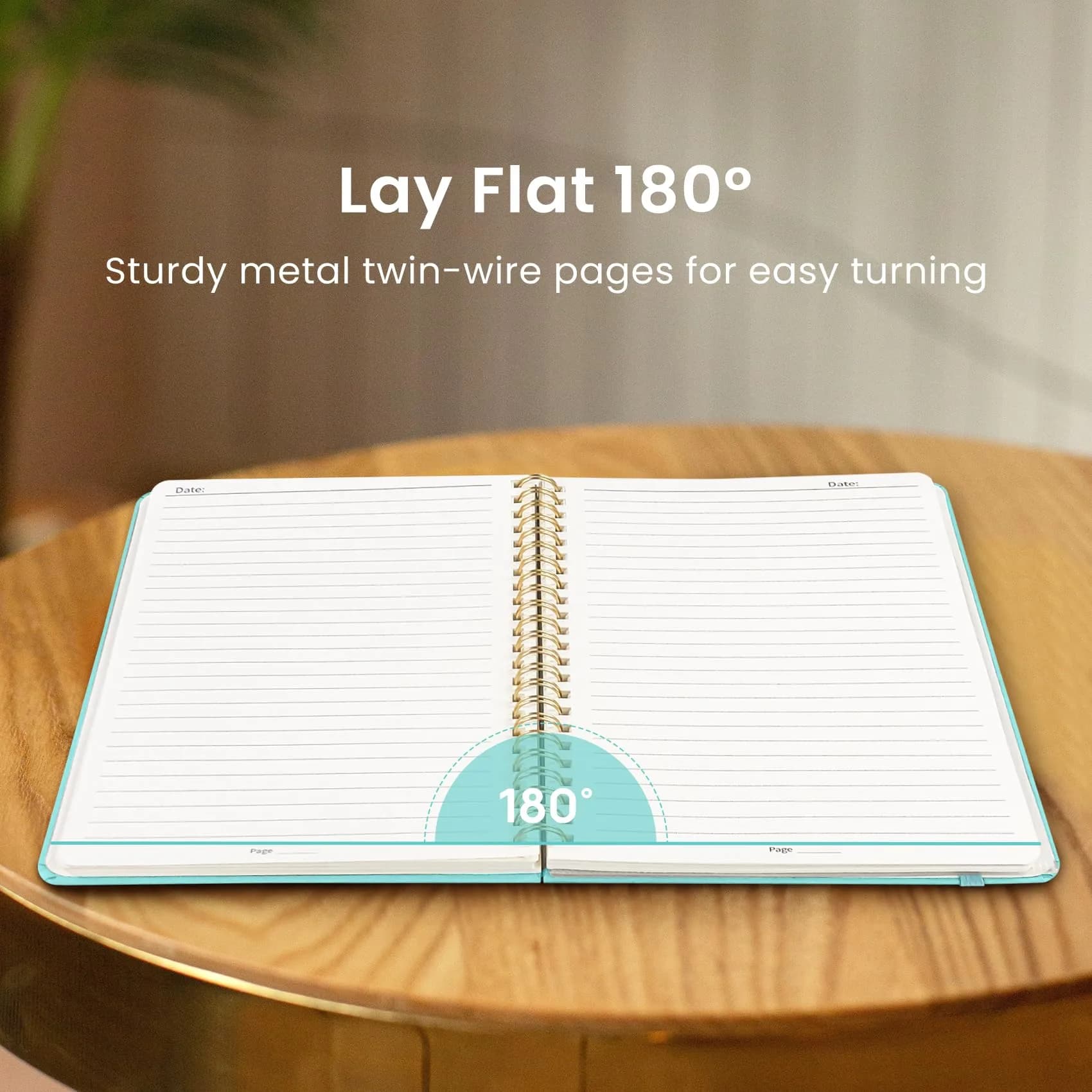 Taja Lined Spiral Journal Notebook for Women & Men, 140 Pages, College Ruled Hardcover Notebook for Work & Note Taking, Journals for Writing, A5 (5.7" x 7.9") – Aquamarine thumbnail 4
