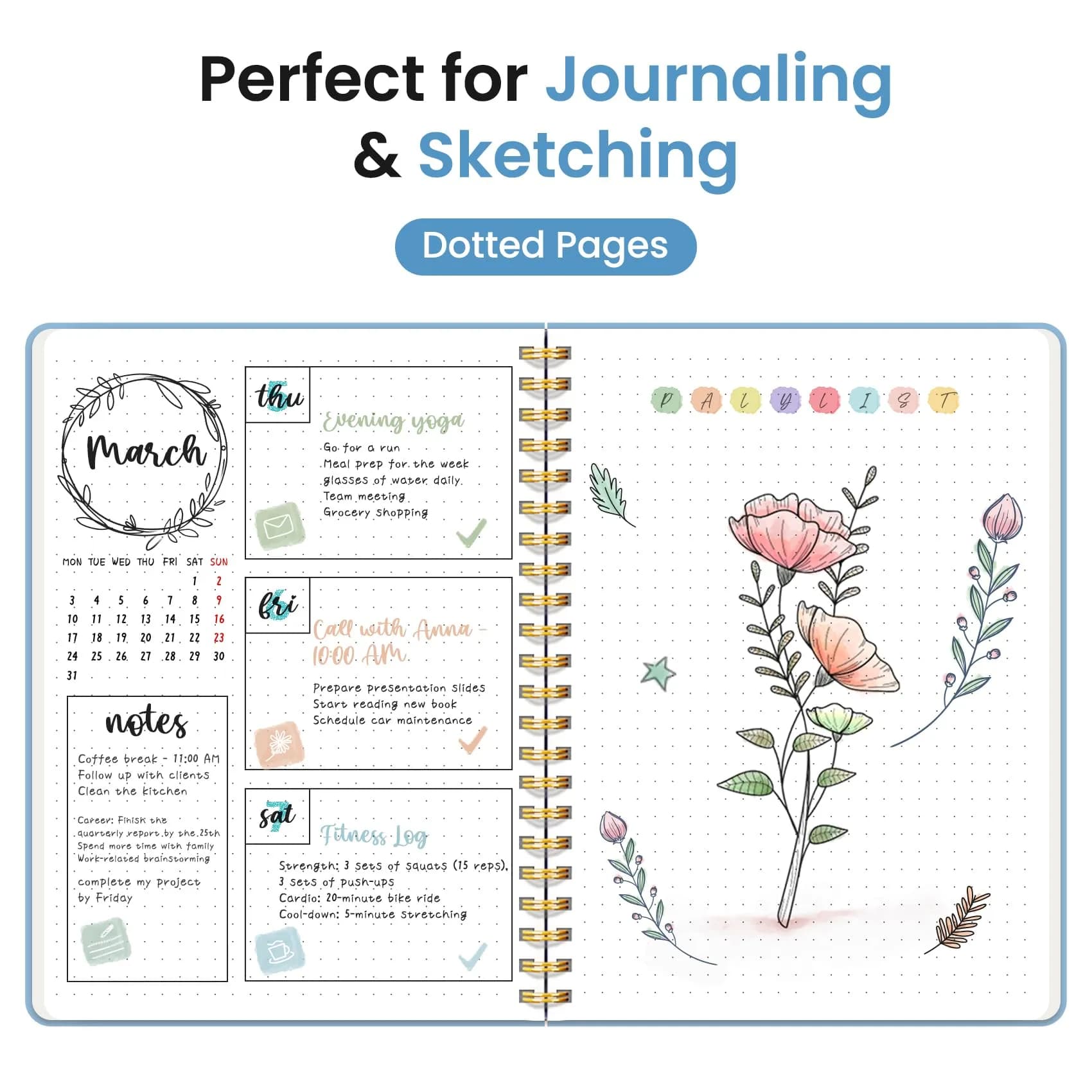 Taja Dotted Spiral Journal Notebook A5 (5.7" x 7.9") | Acid-Free Paper for Journaling & Note Taking thumbnail 3