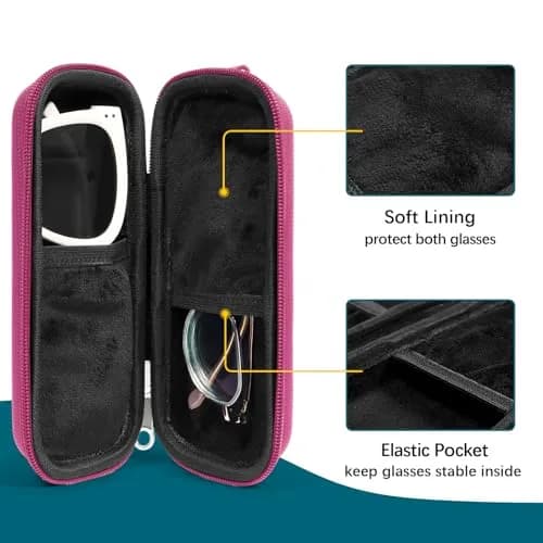 Tangoner Double Eyeglasses Case for Dual Sunglasses | Hard Shell with Zipper, Compact & Protective thumbnail 3