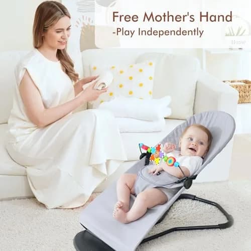 iGRATENS Baby Bouncer Toy Bar with Wooden Pendants for BabyBjorn Bouncer Soft & Bliss, 0-2 Years thumbnail 4