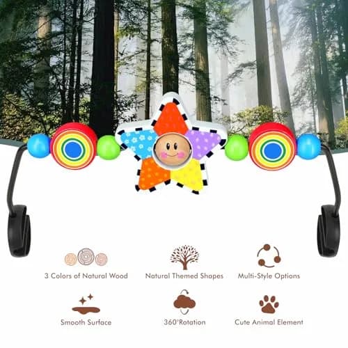 iGRATENS Baby Bouncer Toy Bar with Wooden Pendants for BabyBjorn Bouncer Soft & Bliss, 0-2 Years thumbnail 5