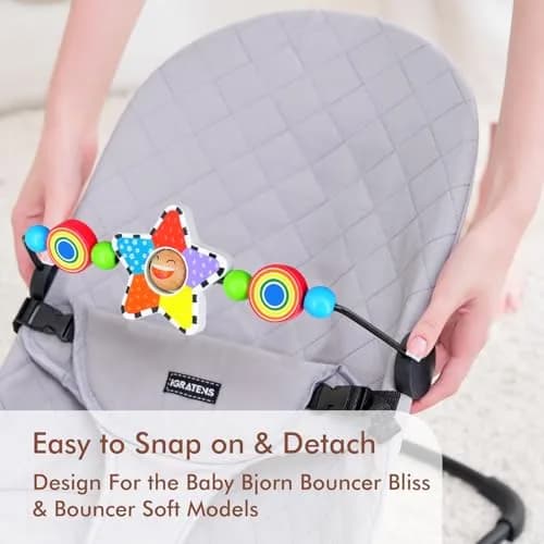 iGRATENS Baby Bouncer Toy Bar with Wooden Pendants for BabyBjorn Bouncer Soft & Bliss, 0-2 Years thumbnail 6
