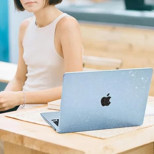 EooCoo Sparkly Case for MacBook Air 13 inch M5/M4/M3/M2 2026-2022 | Sky Blue, Ultra-Thin & Scratch-Resistant thumbnail 5