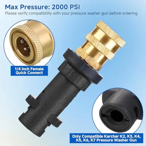 M MINGLE Pressure Washer Gun Coupler to 1/4" QC | Compatible with Karcher K2-K7 (Pre-2010) & Stanley SLP thumbnail 5
