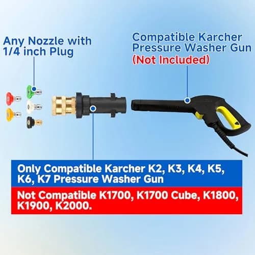 M MINGLE Pressure Washer Gun Coupler to 1/4" QC | Compatible with Karcher K2-K7 (Pre-2010) & Stanley SLP thumbnail 2