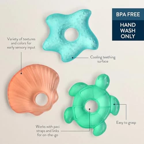 Itzy Ritzy Water-Filled Teethers for Teething Relief, Set of 3 (Seaside) | BPA-Free Silicone, Chills for Comfort thumbnail 3