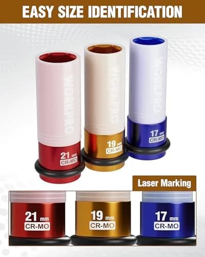 WORKPRO 1/2" Drive 19mm Deep Thin Wall Impact Socket | Premium Cr-Mo Steel for Lug Nuts thumbnail 7
