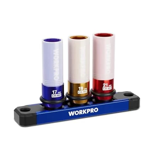 WORKPRO 1/2" Drive Lug Nut Impact Duty Socket Set, 3 Pieces 17-19-21mm | Thin Wall Deep Sockets for Cars thumbnail 1