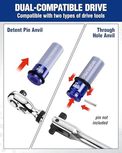 WORKPRO 1/2" Drive Lug Nut Impact Duty Socket Set, 3 Pieces 17-19-21mm | Thin Wall Deep Sockets for Cars thumbnail 6