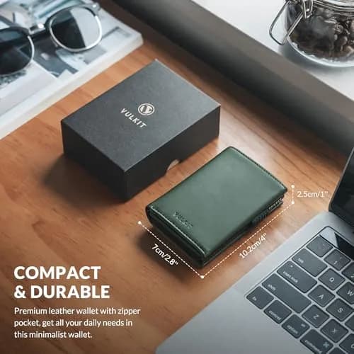 VULKIT Card Holder Wallet with Coin Pocket & ID Window | RFID Blocking Leather Wallet for Cash & Credit Cards thumbnail 6