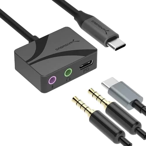 SABRENT USB-C to 3.5mm Audio Adapter with 100W PD, 24-Bit | Portable Sound Card for USB-C Devices thumbnail 1