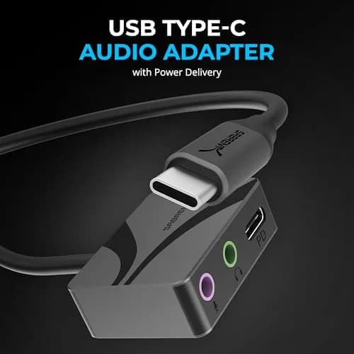 SABRENT USB-C to 3.5mm Audio Adapter with 100W PD, 24-Bit | Portable Sound Card for USB-C Devices thumbnail 2