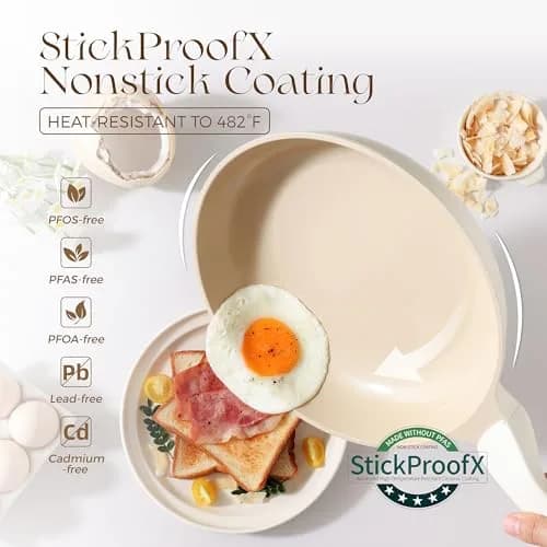 PRICUSIS Nonstick Ceramic Frying Pan 8 Inch | Induction Safe & Dishwasher Friendly thumbnail 3