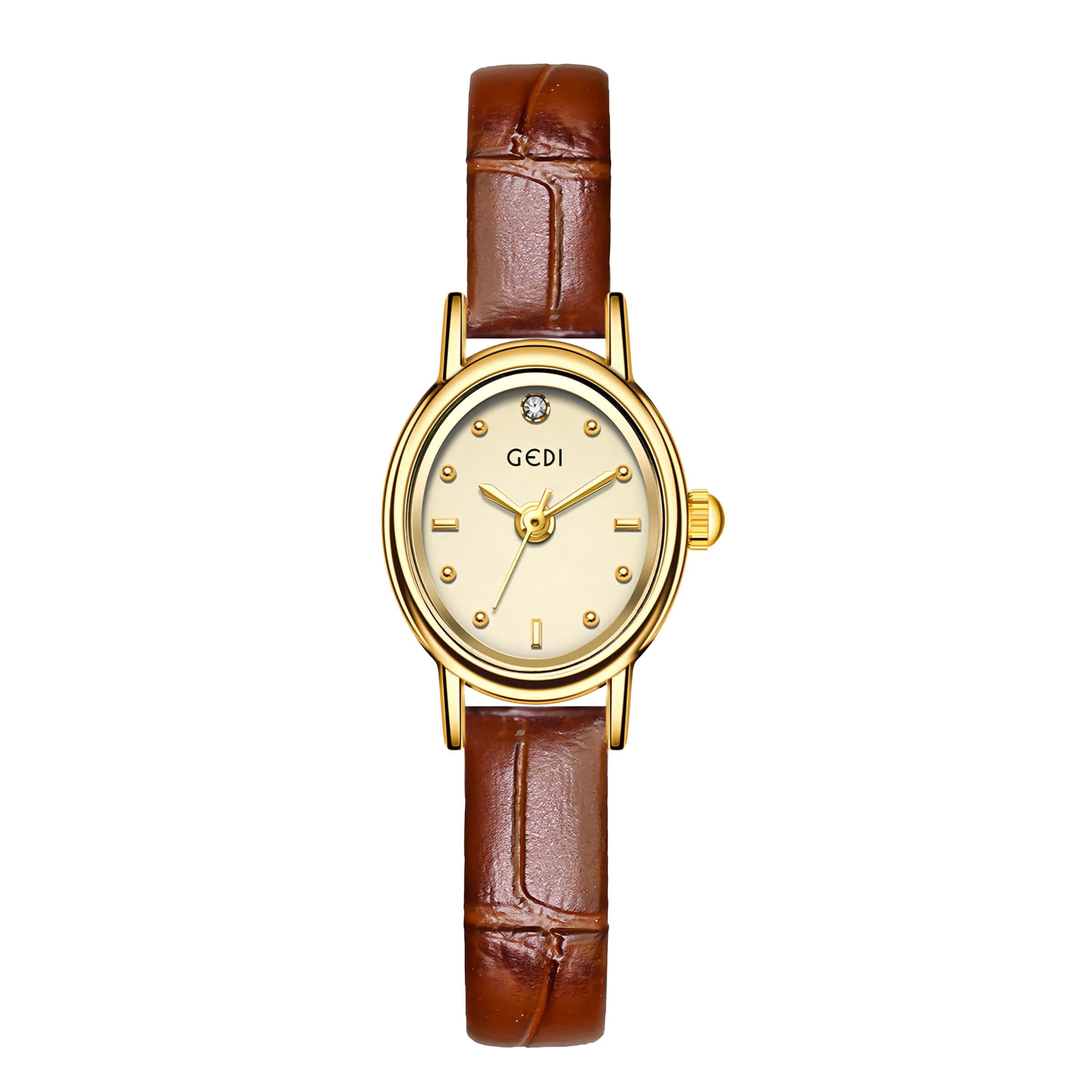 Gosasa Women's Retro Leather Strap Watch 18mm Dial | Elegant Vintage Dress Accessory - main product image
