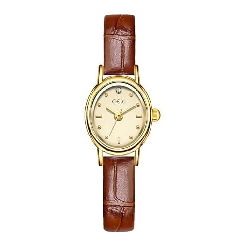 Gosasa Women's Retro Leather Strap Watch 18mm Dial | Elegant Vintage Dress Accessory thumbnail 1